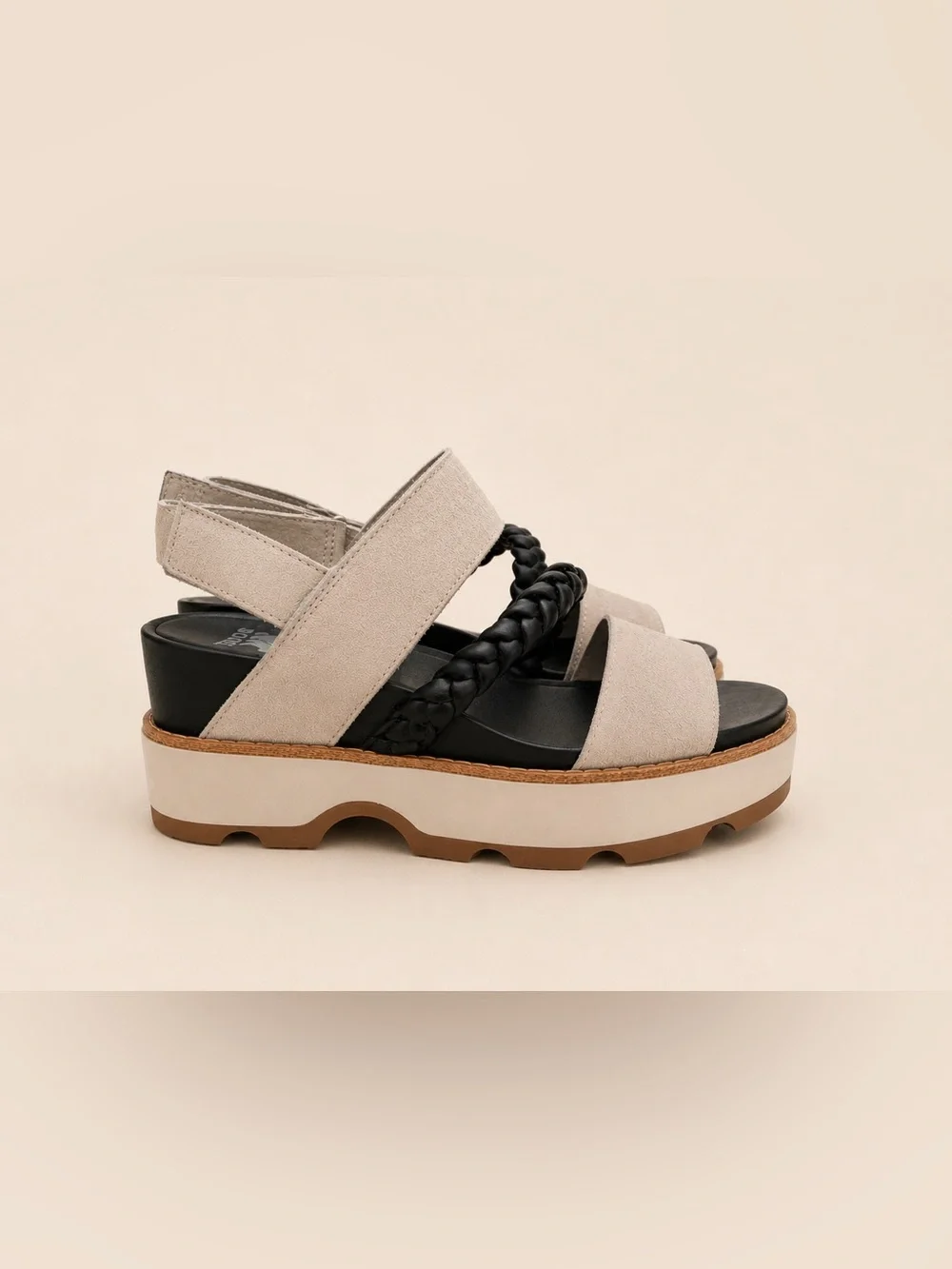 SOREL Kinetic Impact Slingback Platform Sandals Sea Salt Black Women’s 6